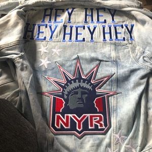 Custom New York Rangers Denim Jacket NYPD